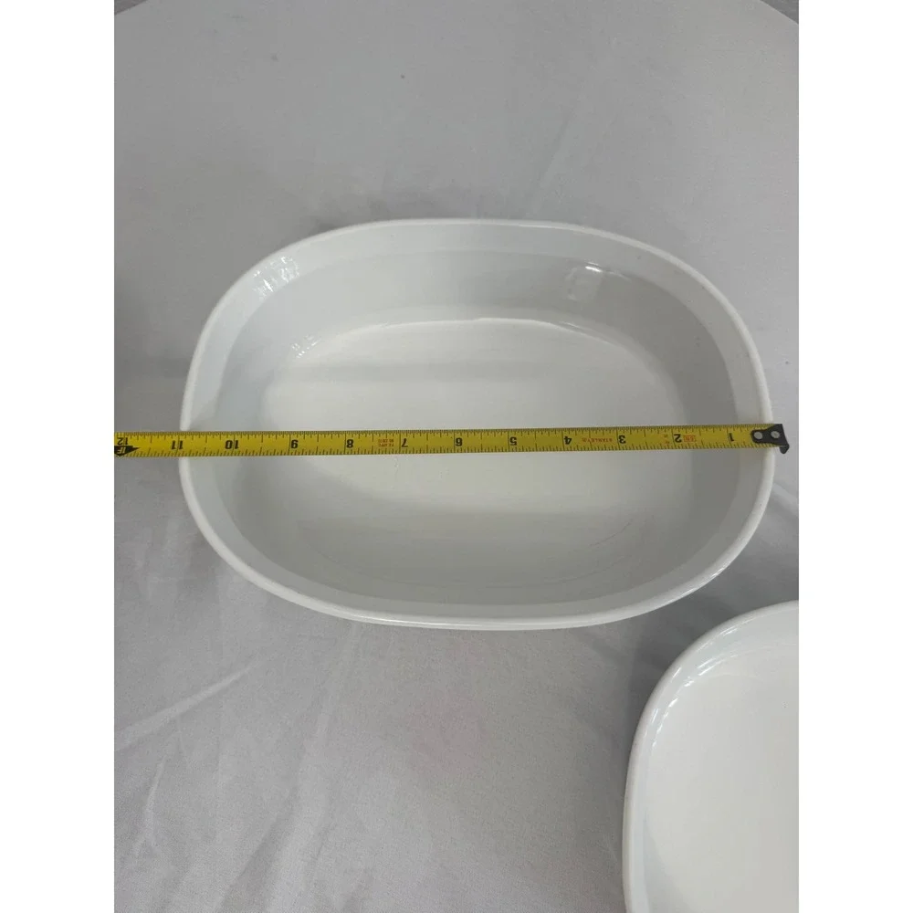 CorningWare French White Oval Casserole Baking Dish Set of 2 Fluted Stoneware